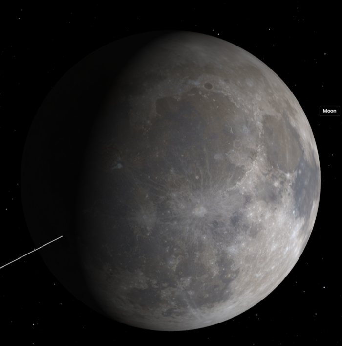 Moon rendered as a 3D sphere with surface texture